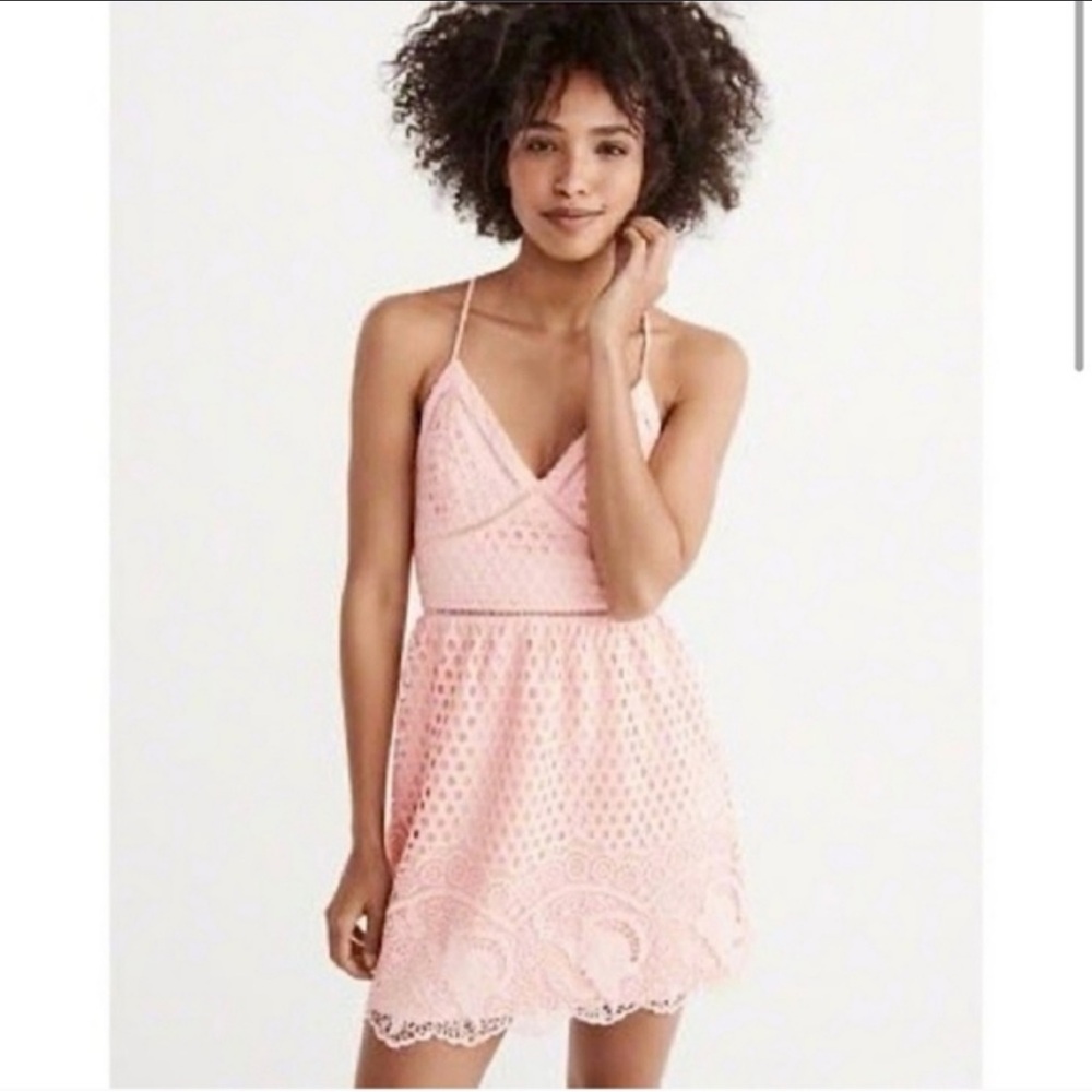 Abercrombie & Fitch pink lace mini dress